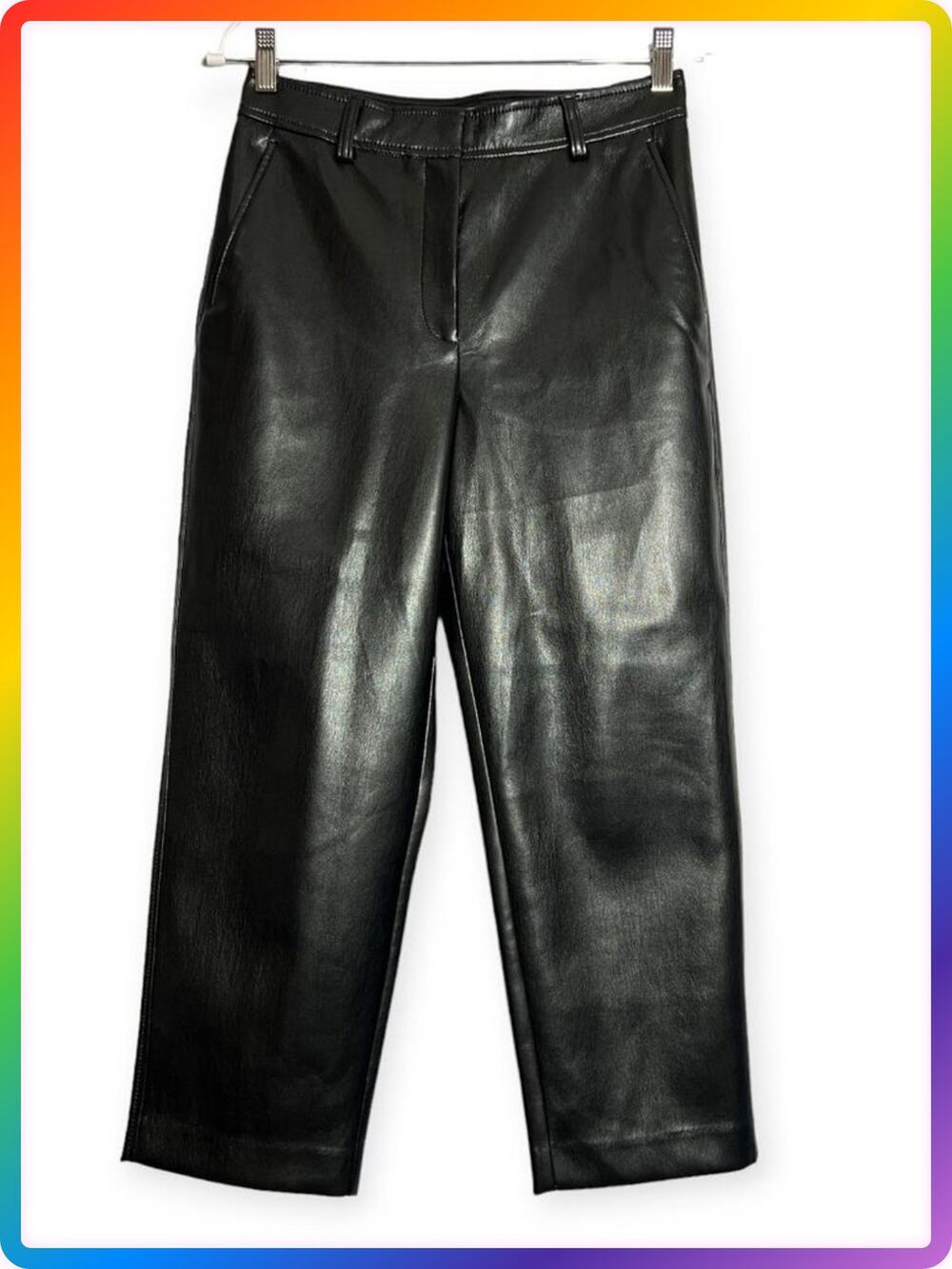 Babaton Command Crop Pants SIZE 8 Black High Rise Vegan Leather NEW WITHOUT TAGS